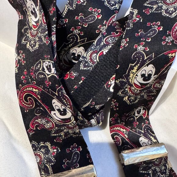 🎩 Rare Vintage Disney Mickey Mouse Paisley 100% Silk Suspenders 🎩 - Picture 9 of 16